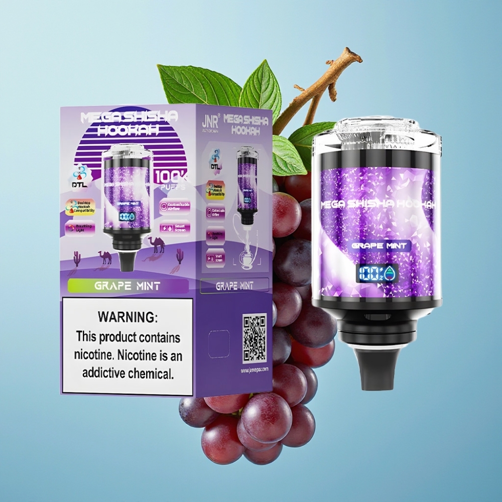 JNR Mega Shisha Hookah 100K Compatibilidad de Escritorio 60ml 2200mAh Menta Uva