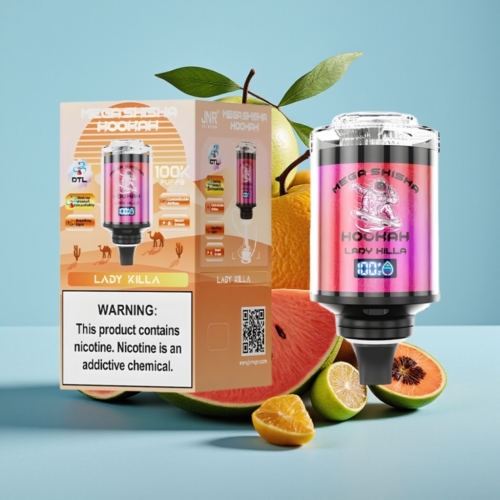 JNR Mega Shisha Hookah 100K Compatibilidad de Escritorio 60ml Asesina de Damas