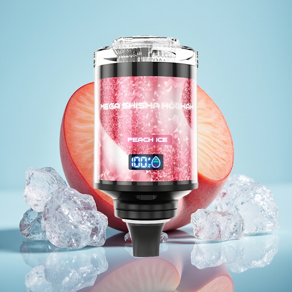 JNR Mega Shisha Hookah 100K Compatibilidad de Escritorio 60ml Durazno Hielo