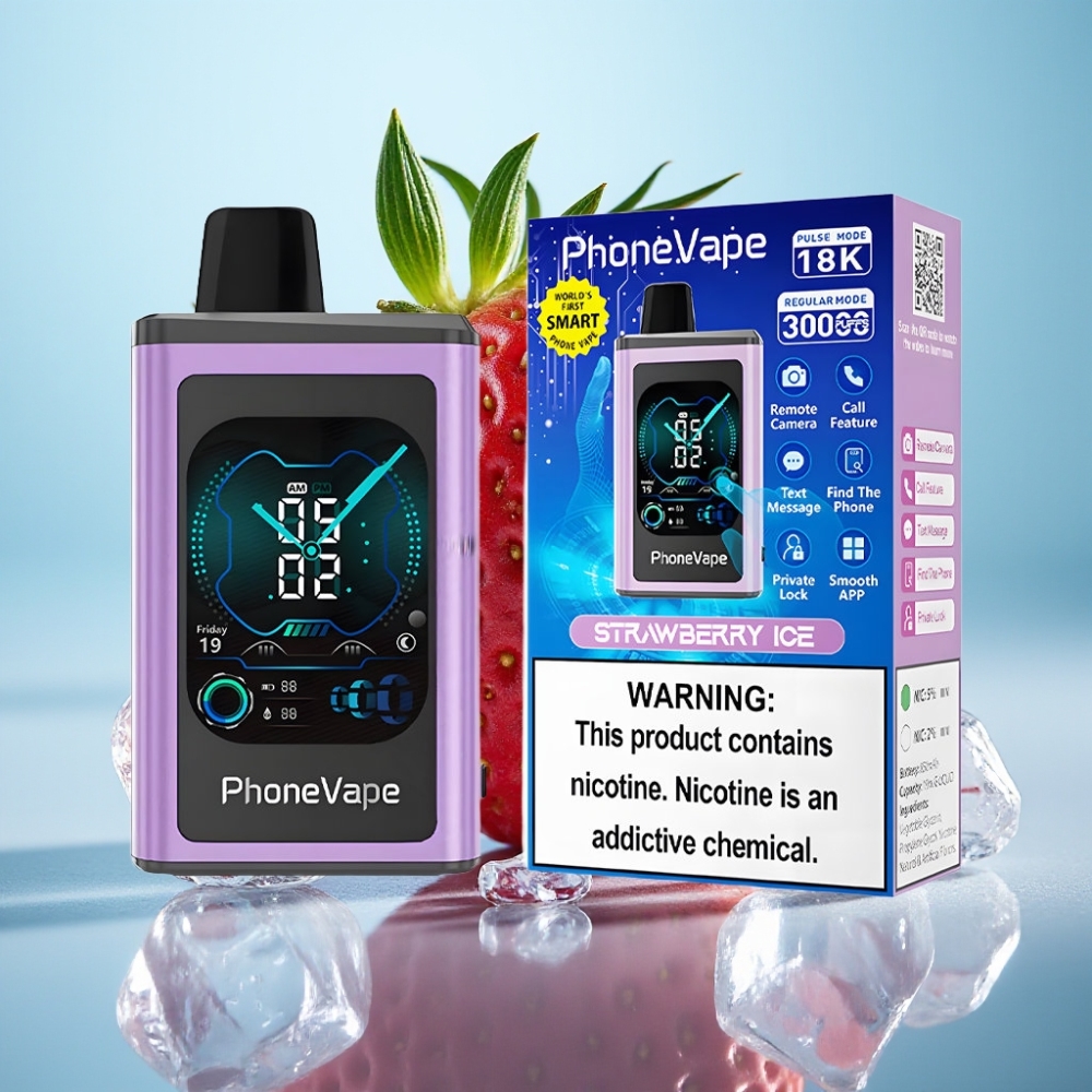 JNR PhoneVape 30000 caladas Batería 850mAh Tipo C Turbo Aire Ajustable App Fresa Helada