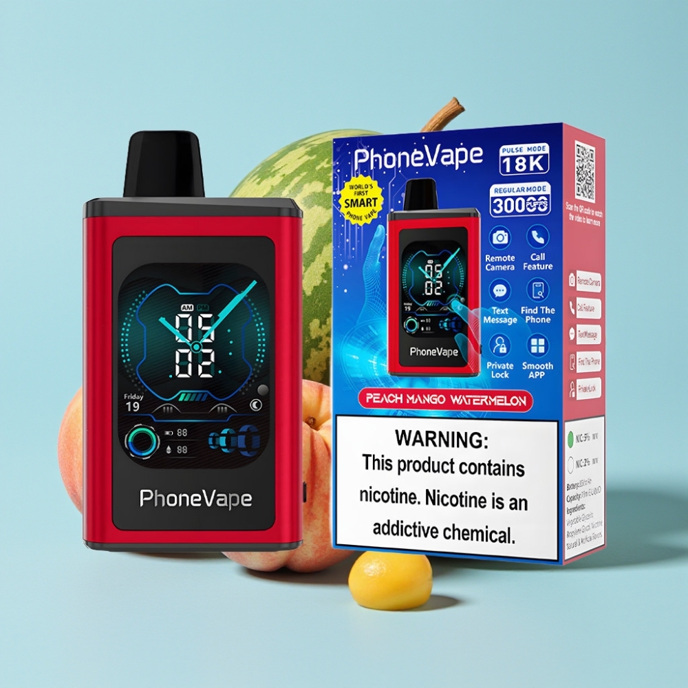 JNR PhoneVape 30000 caladas Batería 850mAh Tipo-C Turbo Modo Aire Ajustable App Durazno Mango Sandía