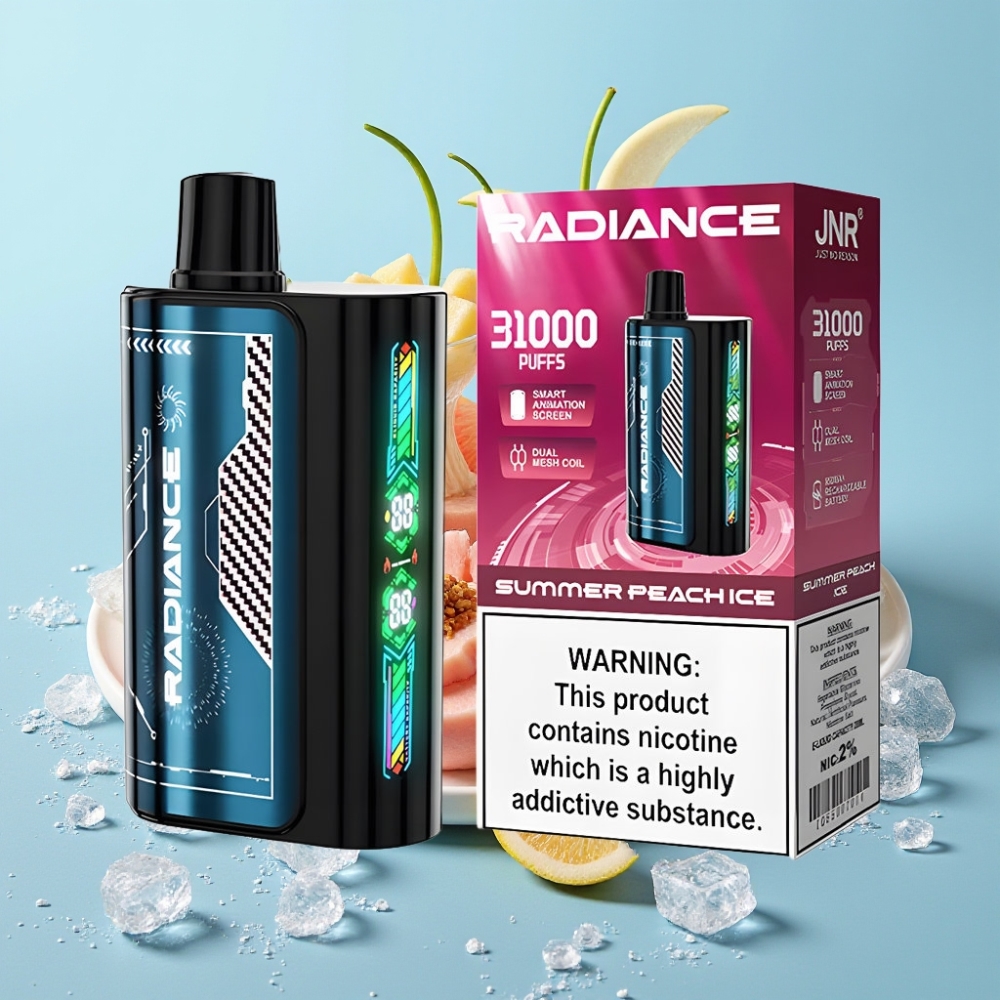 JNR Radiance 28ml 31000 Puffs Dual Mesh Coil Sabor DURAZNO VERANO HELADO
