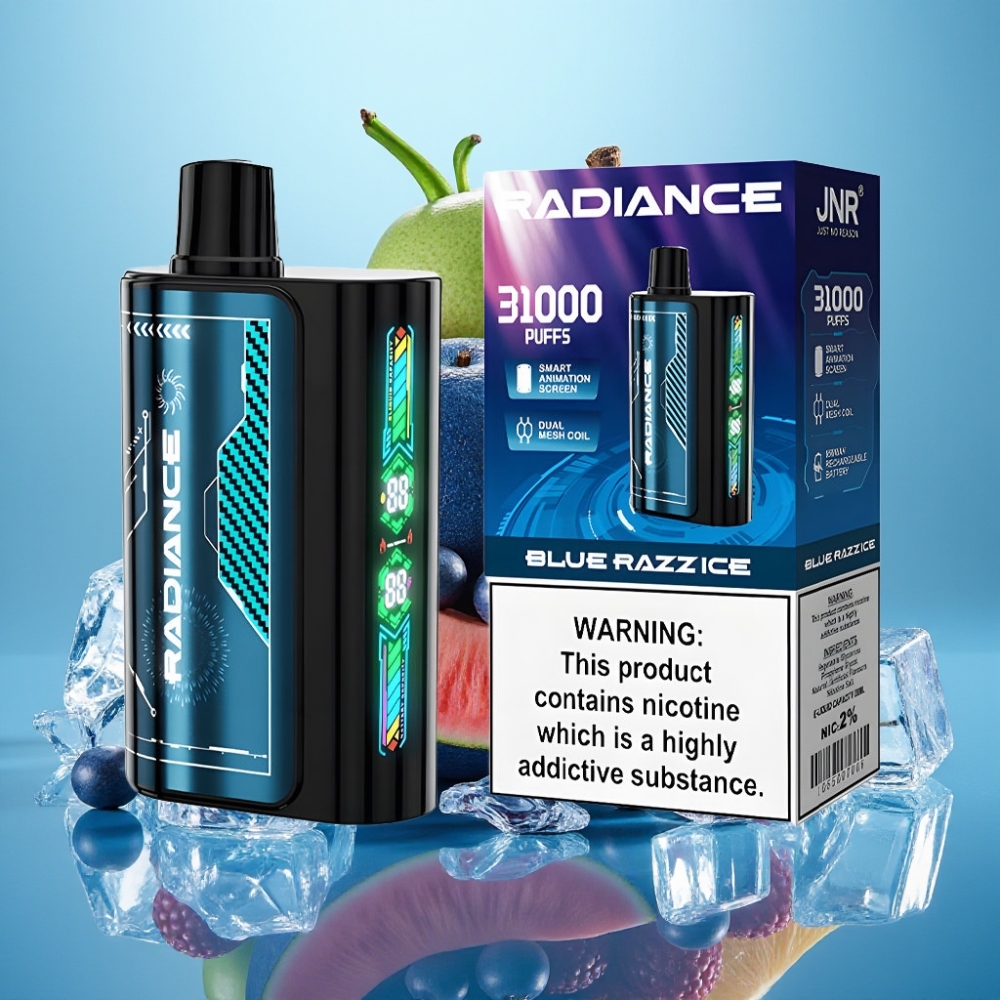 JNR Radiance 31000 Puffs 28ml Pantalla Inteligente Dual Mesh Sabor FRAMBUESA AZUL HIELO