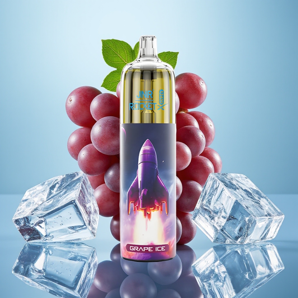 JNR Rocket-X 12400 Puffs Vape Desechable con Aire Ajustable Luces RGB Bobina Mesh 12ohm y Sabor Uva Helada