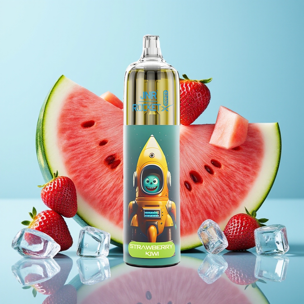 JNR Rocket-X 12400 Puffs Vape Desechable con Aire Ajustable Luz RGB Carga Rápida Type-C y Sabor Fresa Sandía Helada