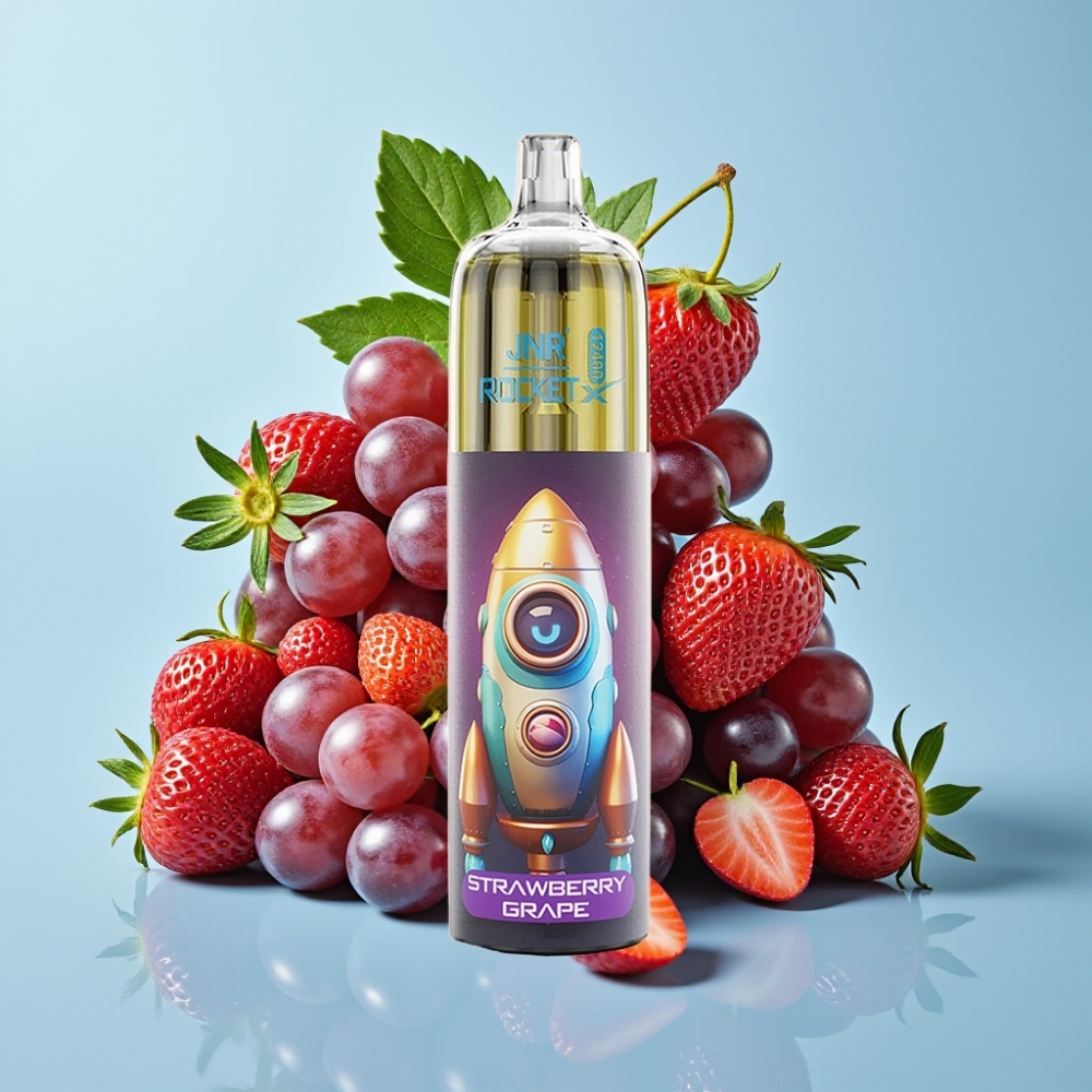 JNR Rocket-X 12400 Puffs Vape Desechable con Aire Ajustable RGB Bobina Mesh 12ohm Batería 850mAh Fresa Uva