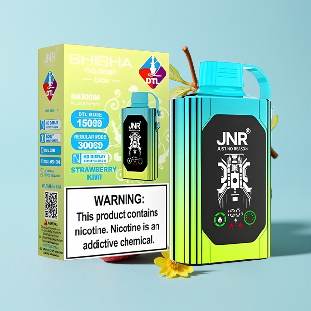 JNR Shisha Hookah Box 20500 Caladas Pantalla HD 1000mAh 25ml Carga Rápida Type-C Dual Mesh Coil Fresa Kiwi