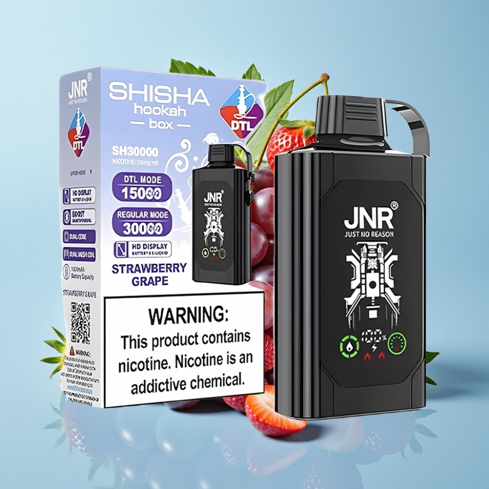 JNR Shisha Hookah Box 20500 Puffs HD 1000mAh Tipo-C 25ml Fresa Uva