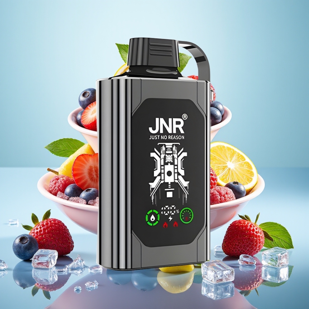 JNR Shisha Hookah Box 20500 Puffs HD Display 1000mAh 25ml Carga Rápida Type-C Dual Mesh Coil Frutos Rojos con Hielo