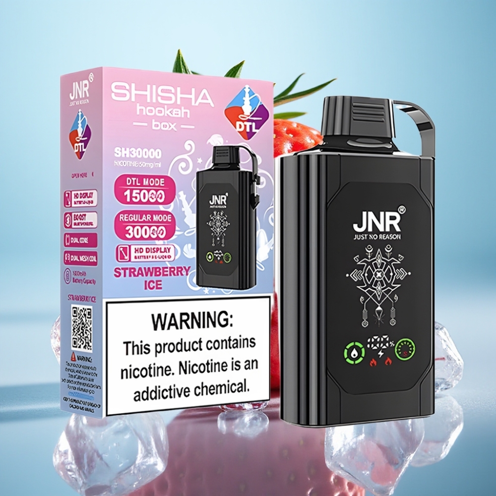 JNR Shisha Hookah Box 20500 Puffs HD Display 25ml Fresa Helada Dual Mesh Coil Type-C