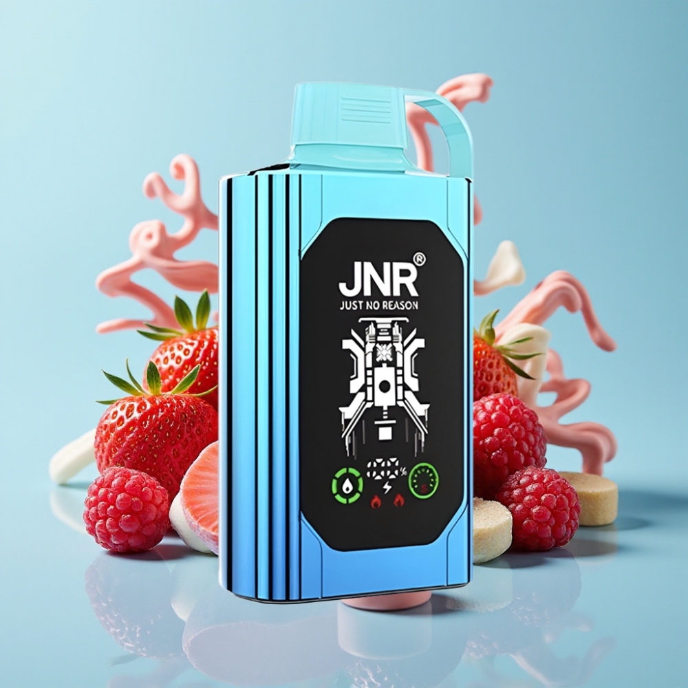JNR Shisha Hookah Box 20500 Puffs Pantalla HD 1000mAh 25ml Carga Rápida Type-C Dual Mesh Coil Fresa Frambuesa Caramelo