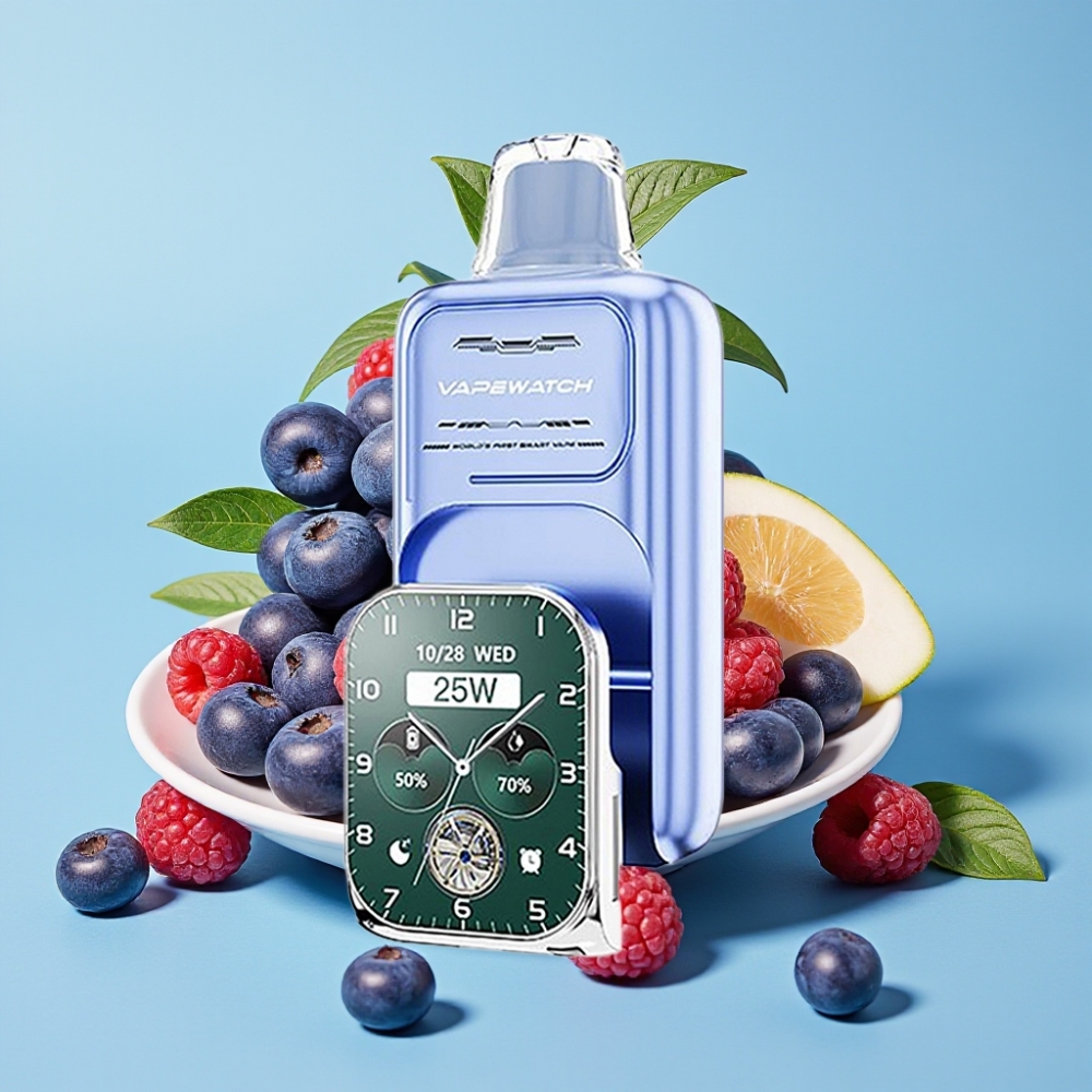 JNR VapeWatch 30000 Caladas Batería 1000mAh 19mL 5 Doble Malla Blue Razz Ice