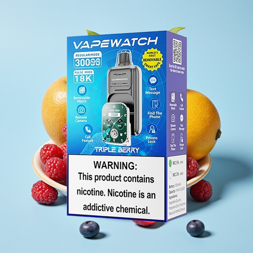 JNR VapeWatch 30000 Puffs Triple Bayas 19mL 5 Dual Mesh Type-C