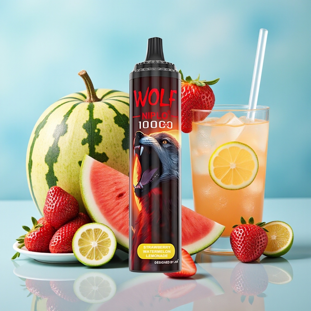 JNR Wolf Niplo 10000 Puffs 10 Ohm 650mAh 20ml 0/2/5 Tipo-C Fresa Sandía Limonada