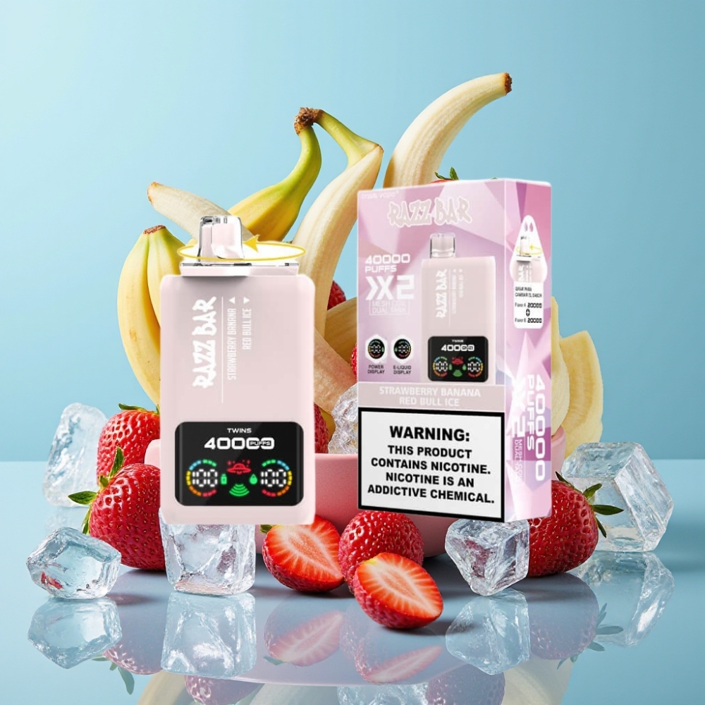 Razz Bar 40000 Puffs Pantalla de Potencia FRESA PLÁTANO  RED BULL ICE
