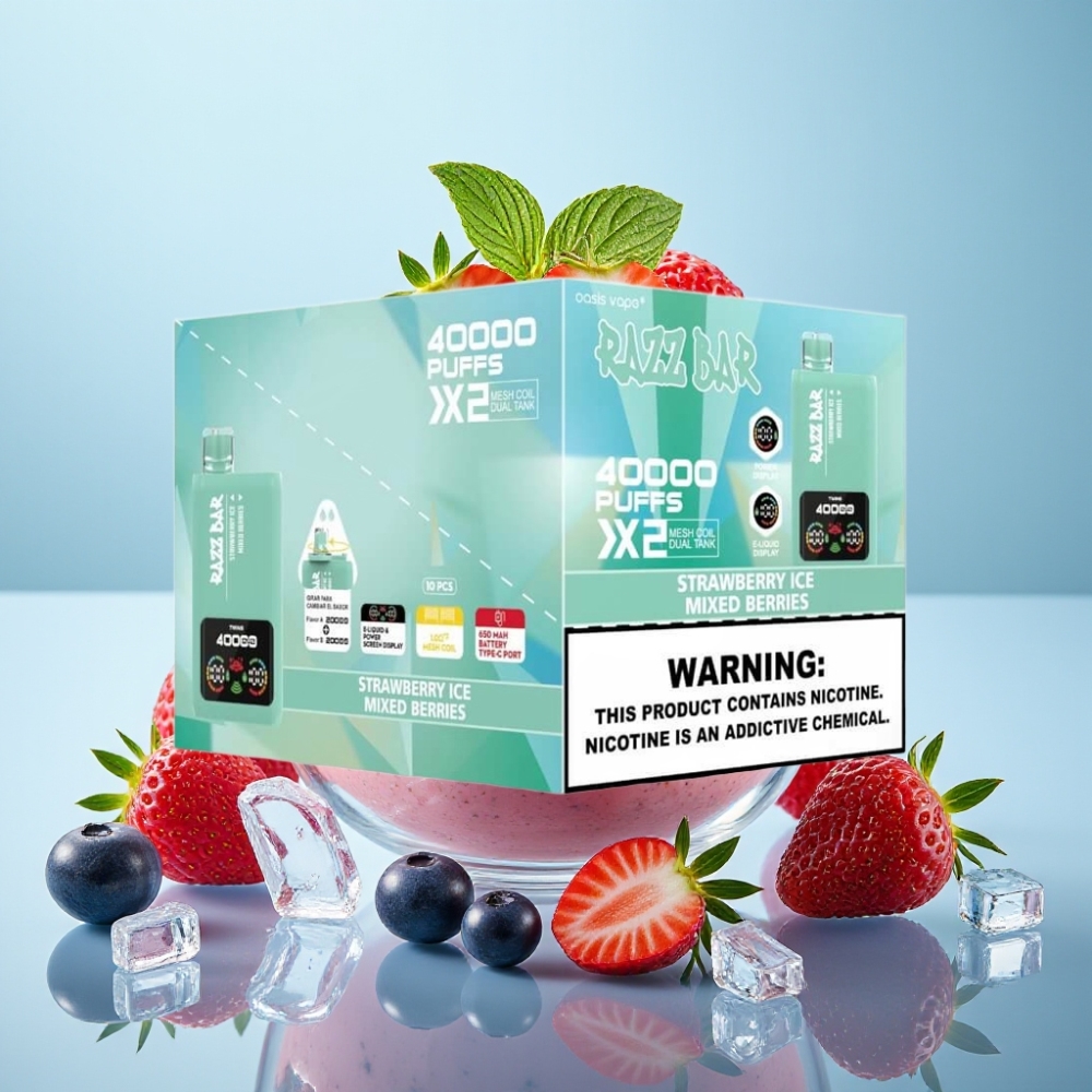 Razz Bar 40000 Puffs Pantalla de Potencia Fresa Helada y Frutas Mixtas