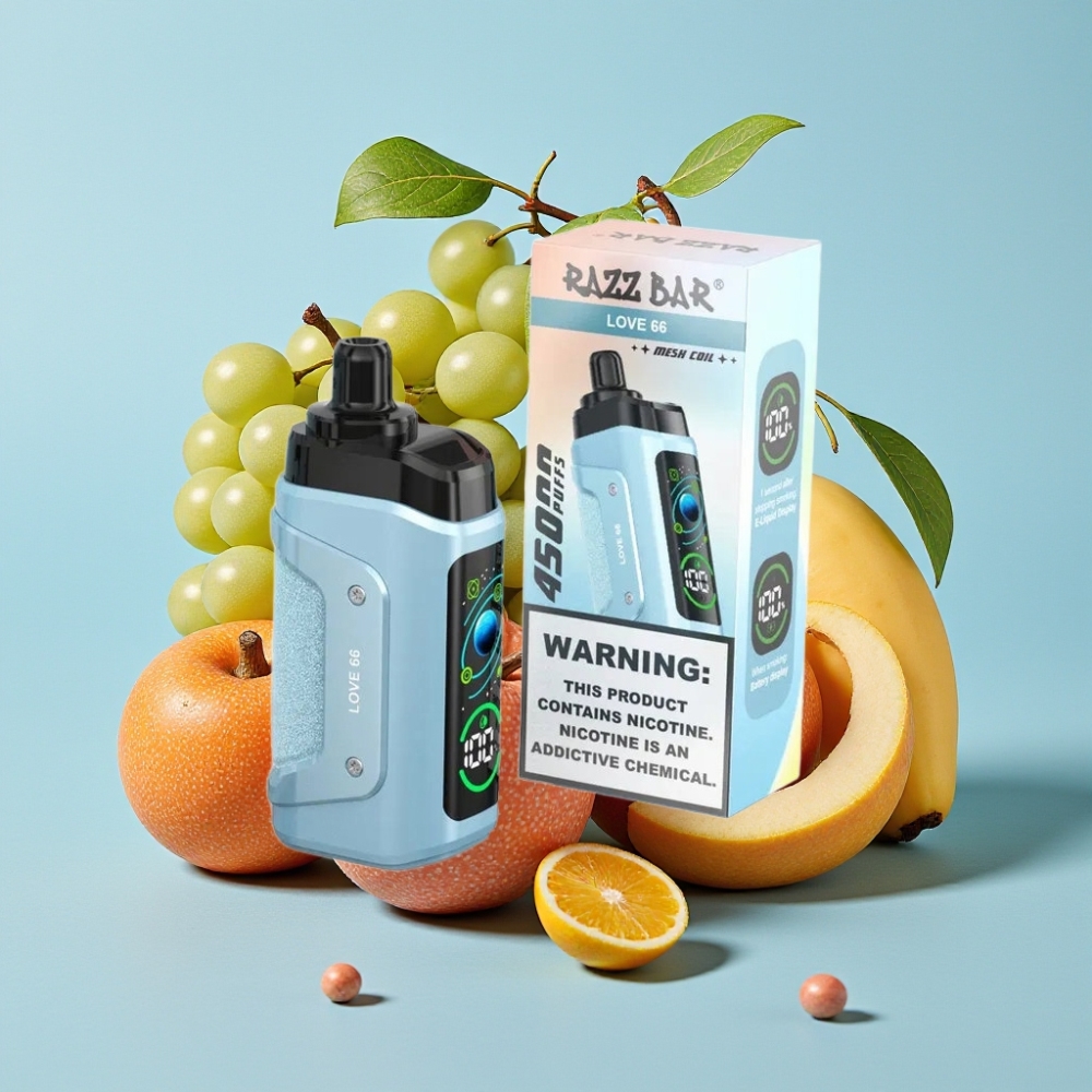 Razz Bar 45000 Puffs Vape Desechable Amor 66 con Bobina Mesh 10 Ohm y Flujo de Aire Ajustable