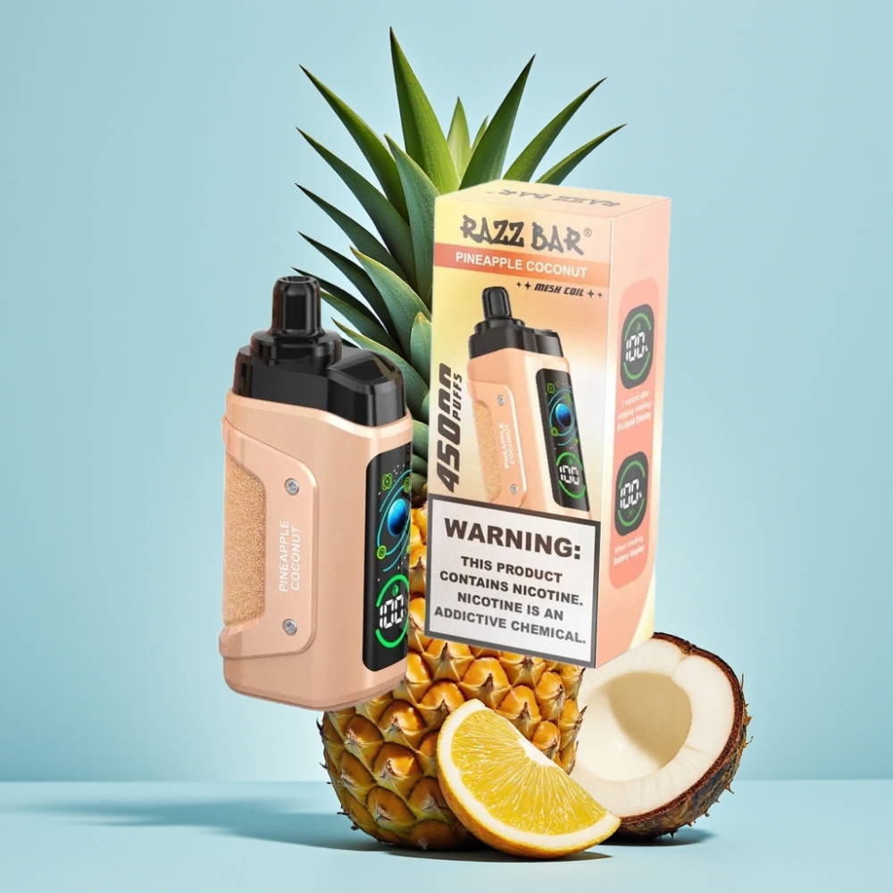 Razz Bar 45000 Puffs Vape Desechable Bobina Mesh 10 Ohm Piña Coco