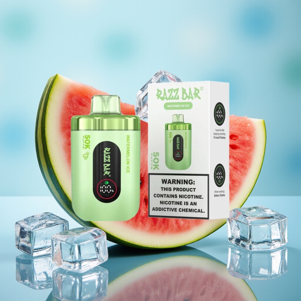 Razz Bar 50K Puffs Recargable Tipo-C 650mAh 10 Ohm Sabor Sandía Helada