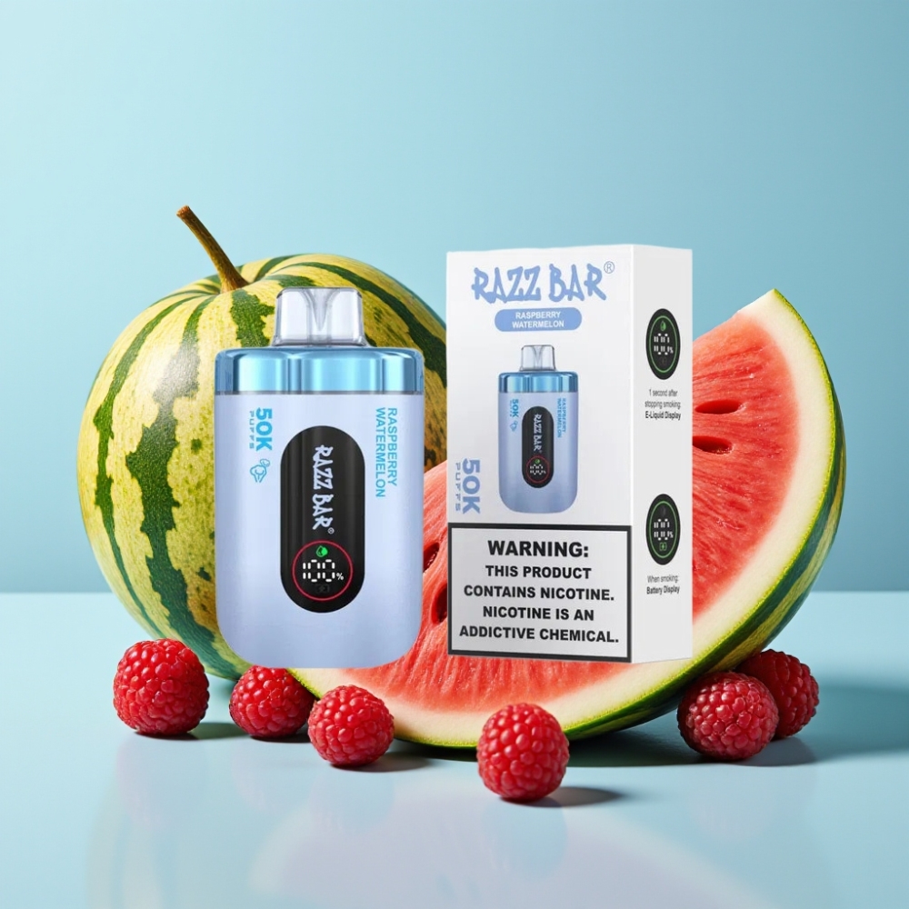 Razz Bar 50K Puffs Vape Desechable 10 Ohm 650mAh Tipo-C 2 Nicotina Sabor Frambuesa Sandía
