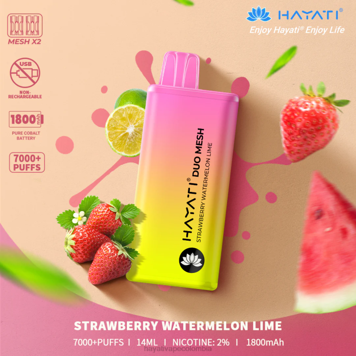 Hayati flavour vapes - 0NLV183 Hayati Duo Mesh desechable fresa sandia lima