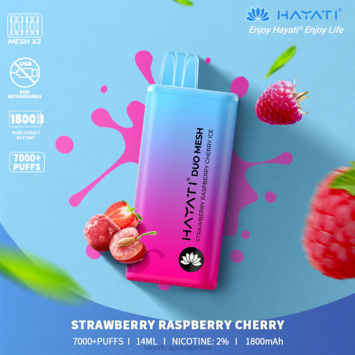 Hayati flavours Colombia - 0NLV182 Hayati Duo Mesh desechable fresa frambuesa cereza hielo