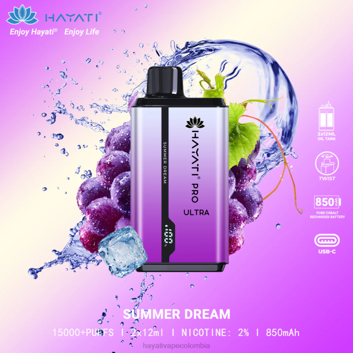 Hayati flavours Colombia - 0NLV212 Hayati Pro Ultra desechables 15000 inhalaciones sueño de verano