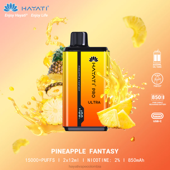 Hayati vape review - 0NLV208 Hayati Pro Ultra desechables 15000 inhalaciones fantasía de piña