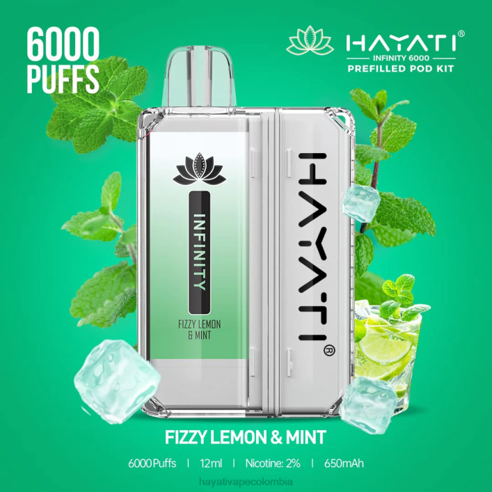 Hayati Colombia - 0NLV147 Hayati Infinity 6000 kits de cápsulas limón y menta gaseosos