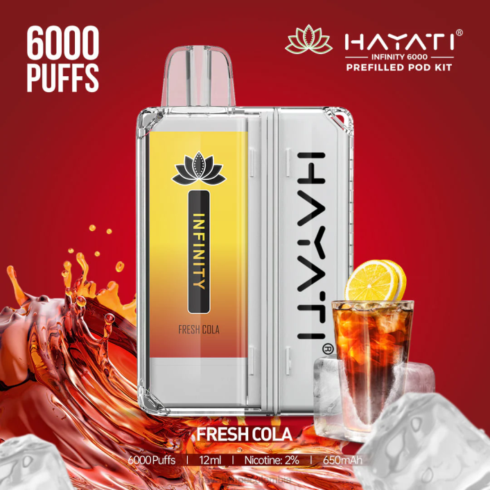 Hayati flavour list - 0NLV149 Hayati Infinity 6000 kits de cápsulas refresco de cola