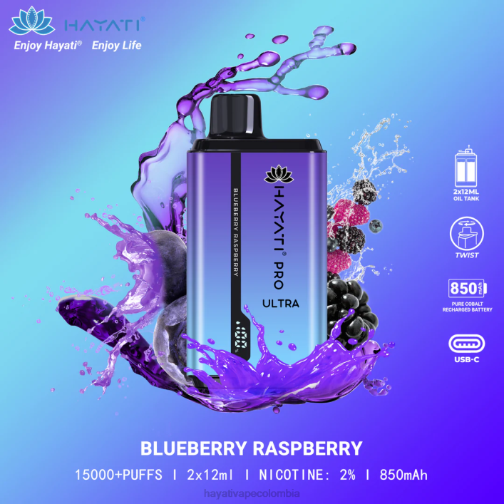 Hayati vape near me - 0NLV196 Hayati Pro Ultra desechables 15000 inhalaciones frambuesa arándano