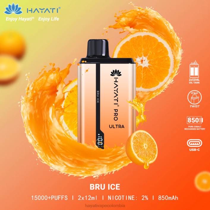 Hayati vape review - 0NLV198 Hayati Pro Ultra desechables 15000 inhalaciones bru hielo