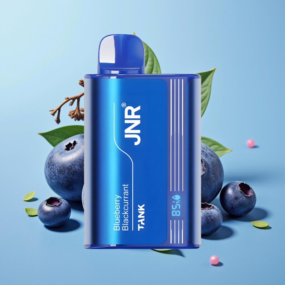 JNR Tank 10000 Puffs Vape Desechable con Aire Ajustable, Pantalla Digital, Doble Malla, 20ml, Sabor Arándano Grosella Negra