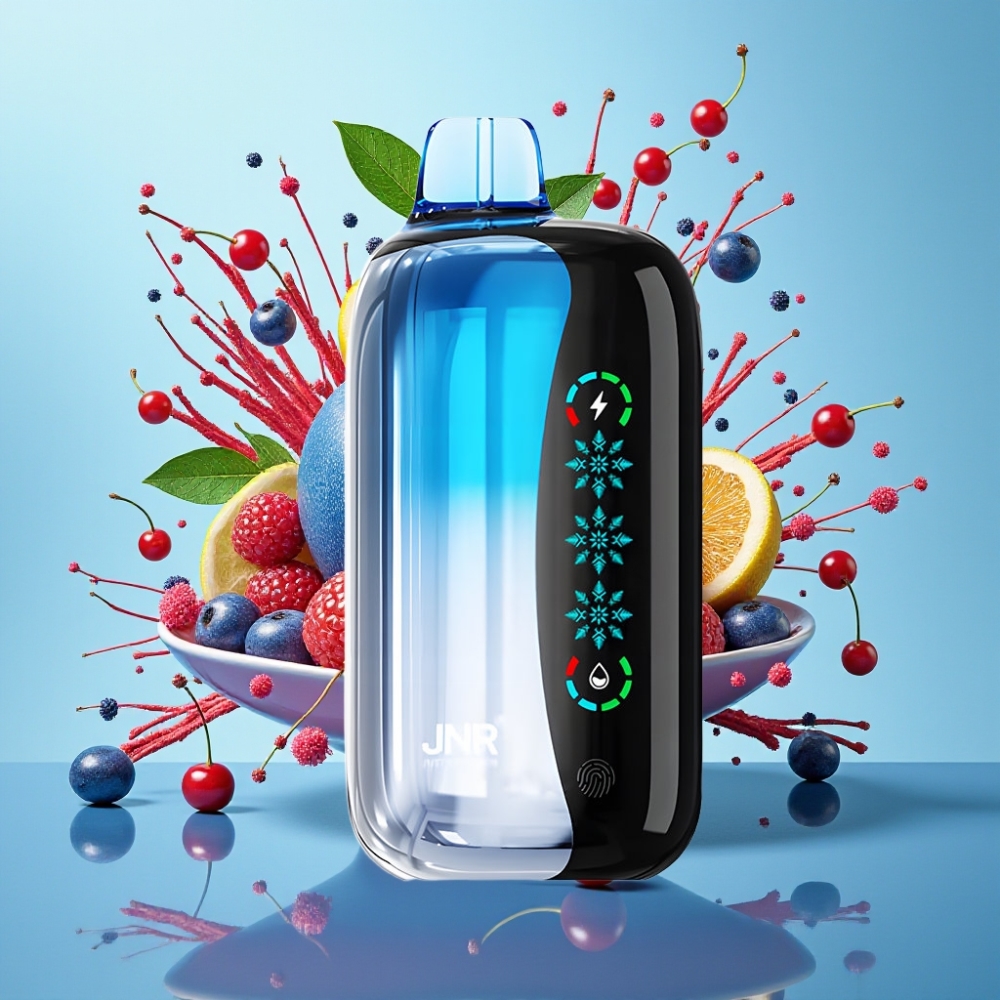 JNR Flex Ice 21000 Puffs 26ml Pantalla Táctil Aire Ajustable Explosión Cereza Azul