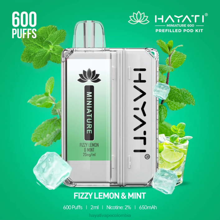 Hayati flavour vapes - 0NLV33 Hayati Miniature kits de 600 cápsulas limón y menta gaseosos