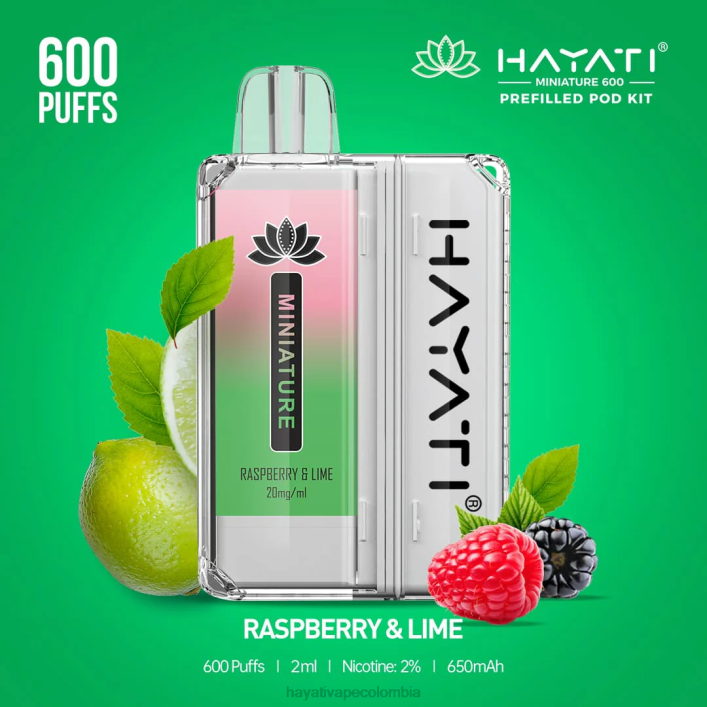 Hayati flavour vapes - 0NLV43 Hayati Miniature kits de 600 cápsulas frambuesa y lima