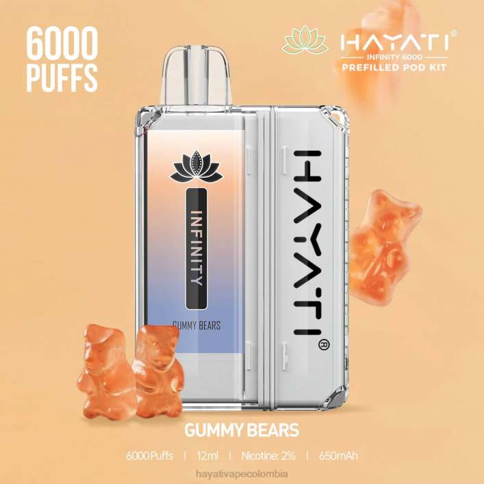 Hayati vape Colombia - 0NLV151 Hayati Infinity 6000 kits de cápsulas ositos de goma