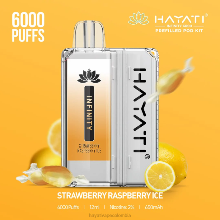 Hayati vape Colombia - 0NLV161 Hayati Infinity 6000 kits de cápsulas hielo de fresa y frambuesa