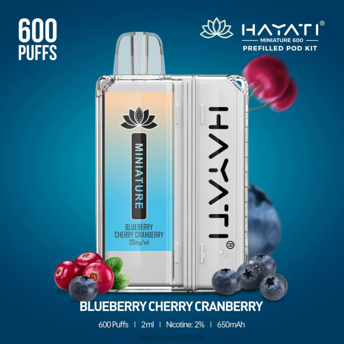 Hayati vape Colombia - 0NLV31 Hayati Miniature kits de 600 cápsulas arándano cereza arándano