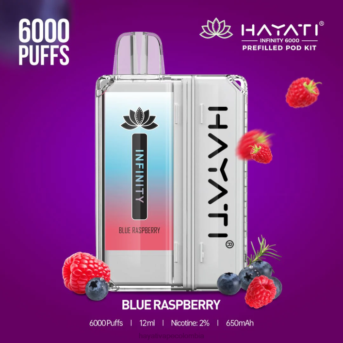 Hayati vape flavours - 0NLV144 Hayati Infinity 6000 kits de cápsulas frambuesa azul