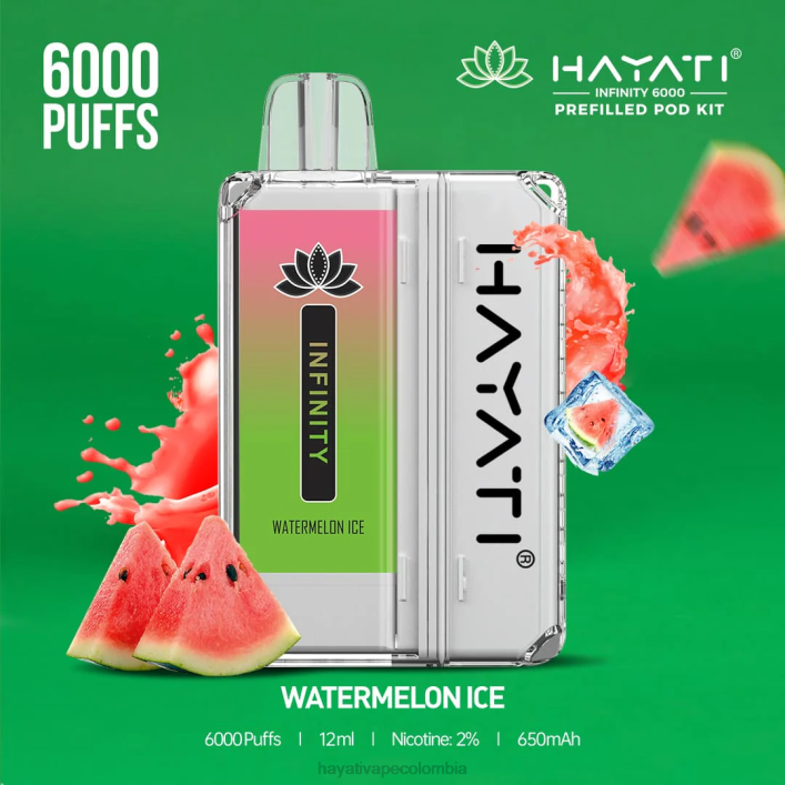 Hayati vape flavours - 0NLV164 Hayati Infinity 6000 kits de cápsulas hielo de sandia
