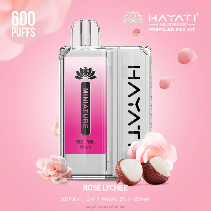Hayati vape flavours - 0NLV44 Hayati Miniature kits de 600 cápsulas lichi rosa