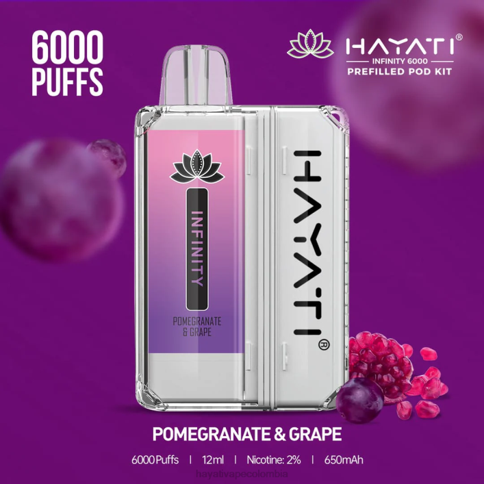 Hayati vape near me - 0NLV156 Hayati Infinity 6000 kits de cápsulas granada y uva