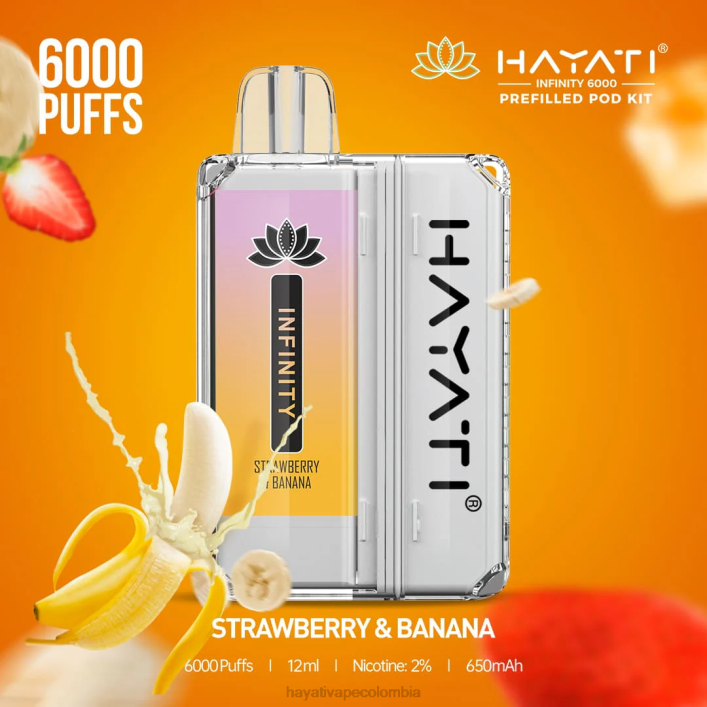 Hayati flavour list - 0NLV159 Hayati Infinity 6000 kits de cápsulas Fresa plátano