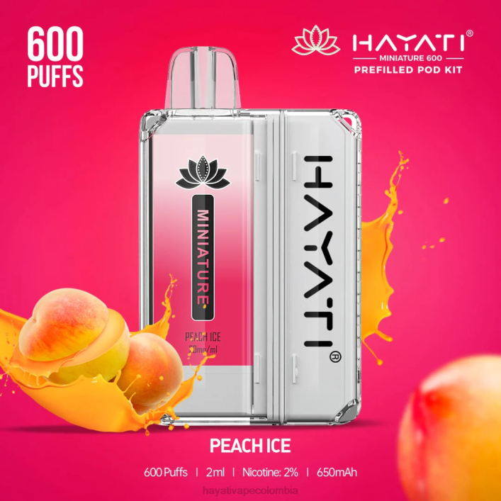 Hayati vape Colombia - 0NLV41 Hayati Miniature kits de 600 cápsulas hielo de durazno