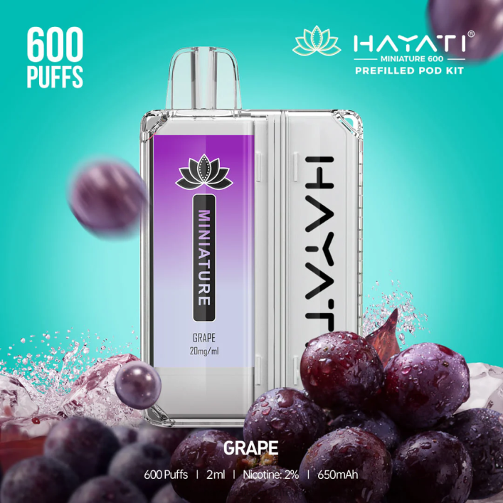 Hayati vape near me - 0NLV36 Hayati Miniature kits de 600 cápsulas uva