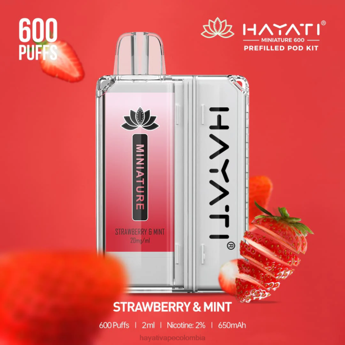 Hayati vape near me - 0NLV46 Hayati Miniature kits de 600 cápsulas fresa y menta