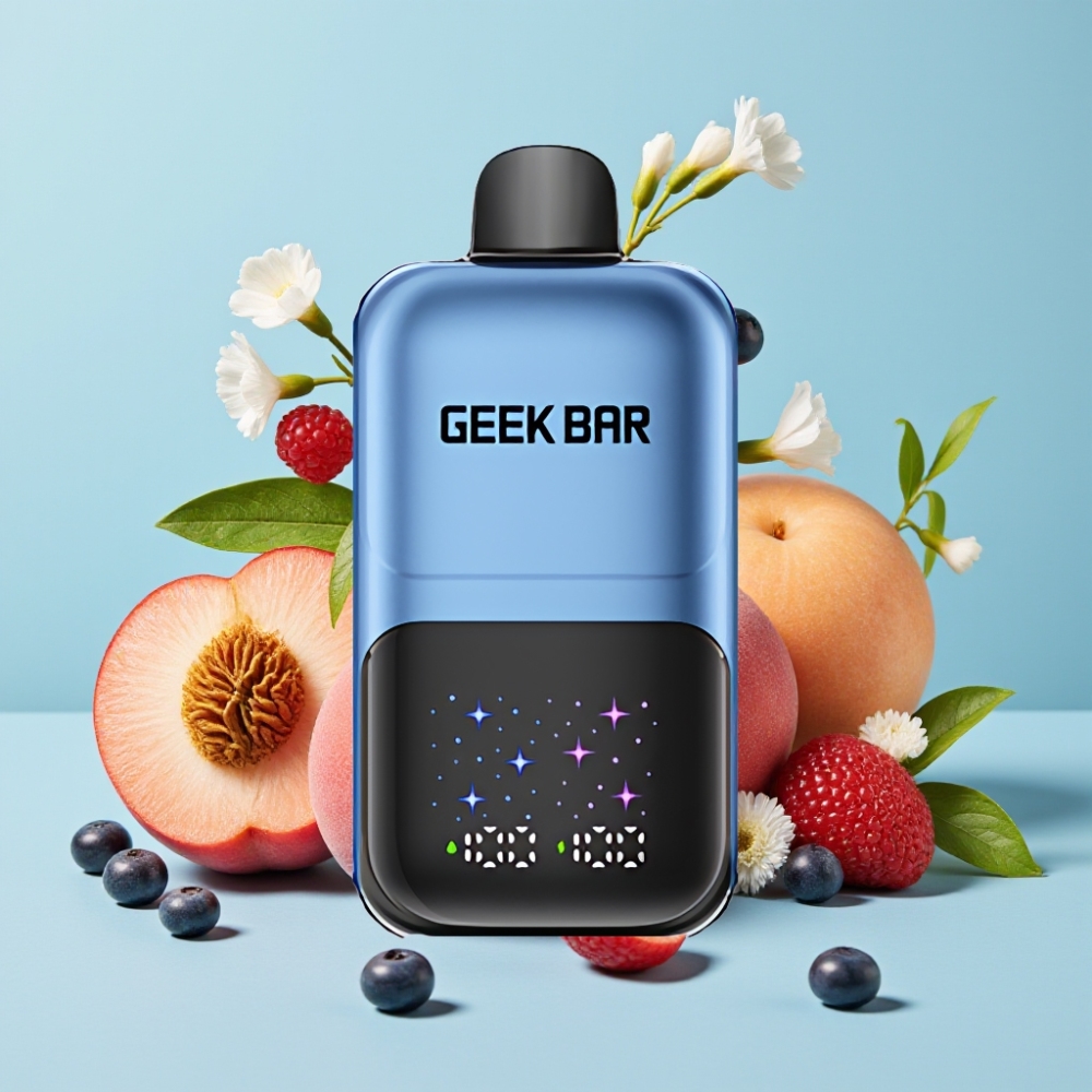 GEEK BAR 2GO Pantalla Grande 50000 Caladas 20ml Dual Tanque Sabor Durazno y Bayas