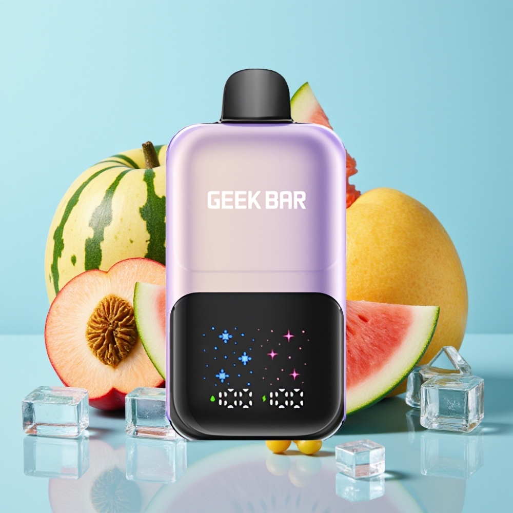 GEEK BAR 2GO Pantalla Grande 50000 Caladas 20ml Dual Tanque Sabor Melocotón Mango Sandía Hielo